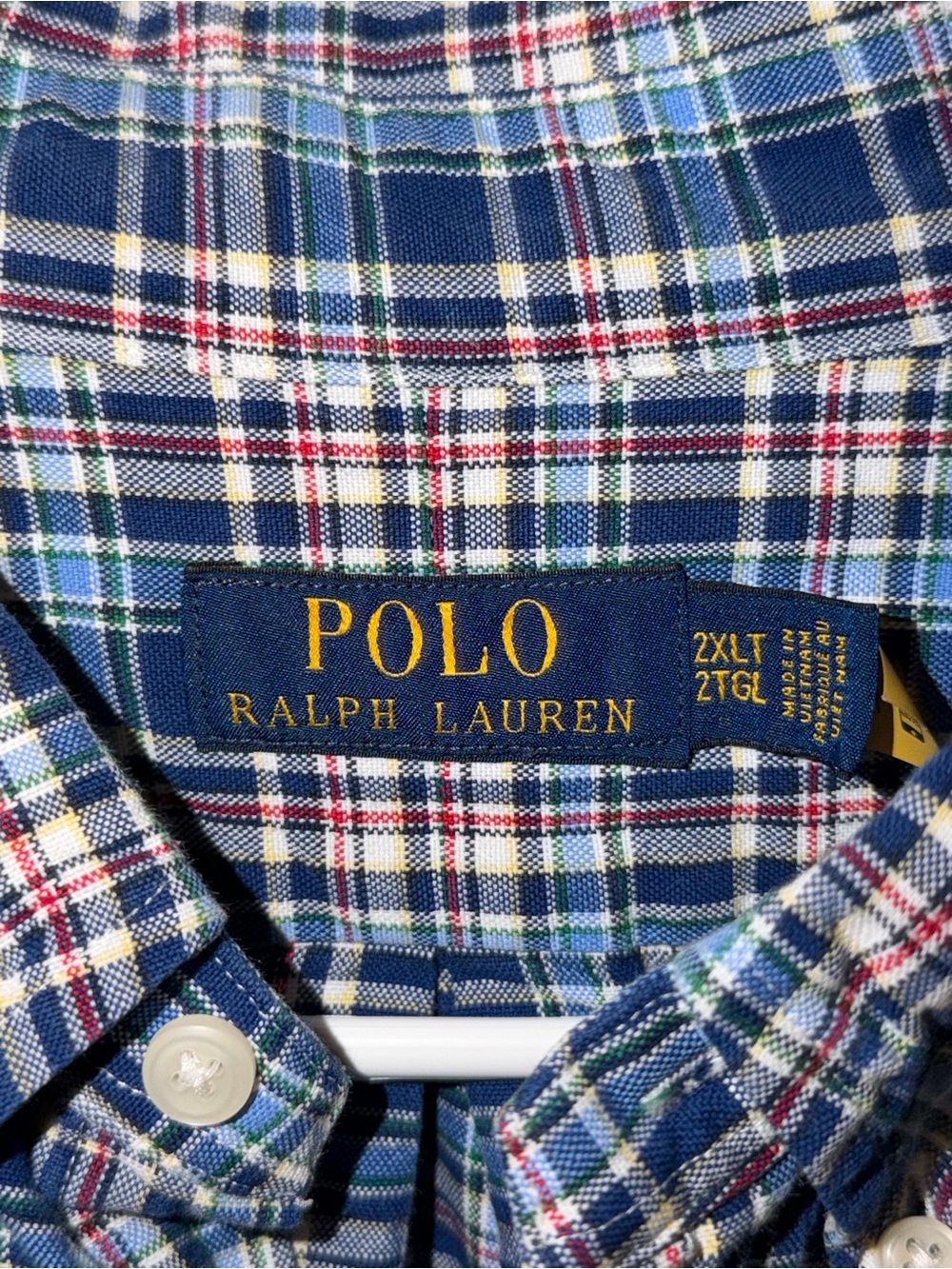 Ralph Lauren Blue and White Plaid Button-Down Shirt Men’s 2XLT - Picture 3 of 6